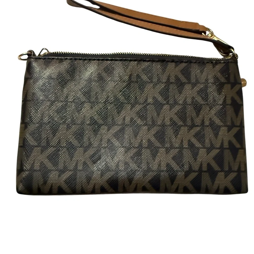 Michael Kors Tan and‎ Brown Clutch with Gold Hardware
